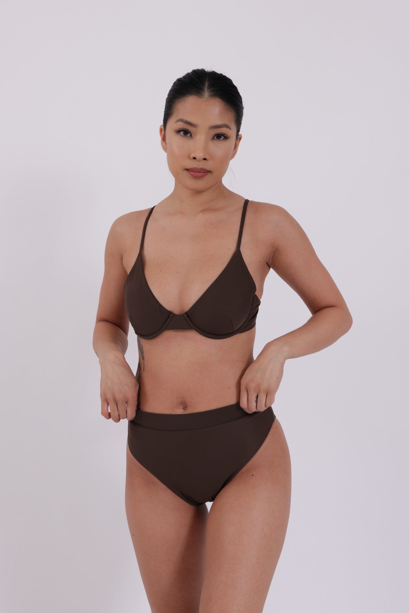 high waisted brown bikini