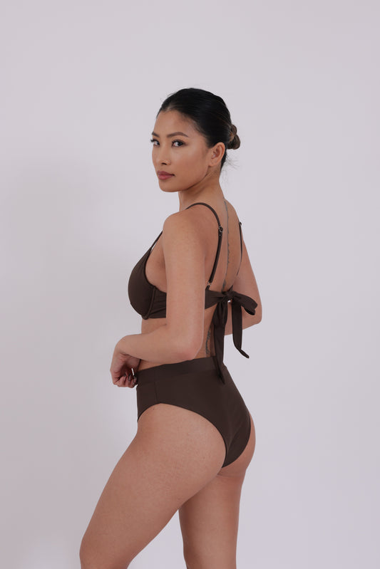 high waisted brown bikini