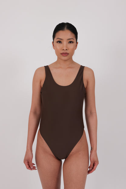 brown classic swimsuit