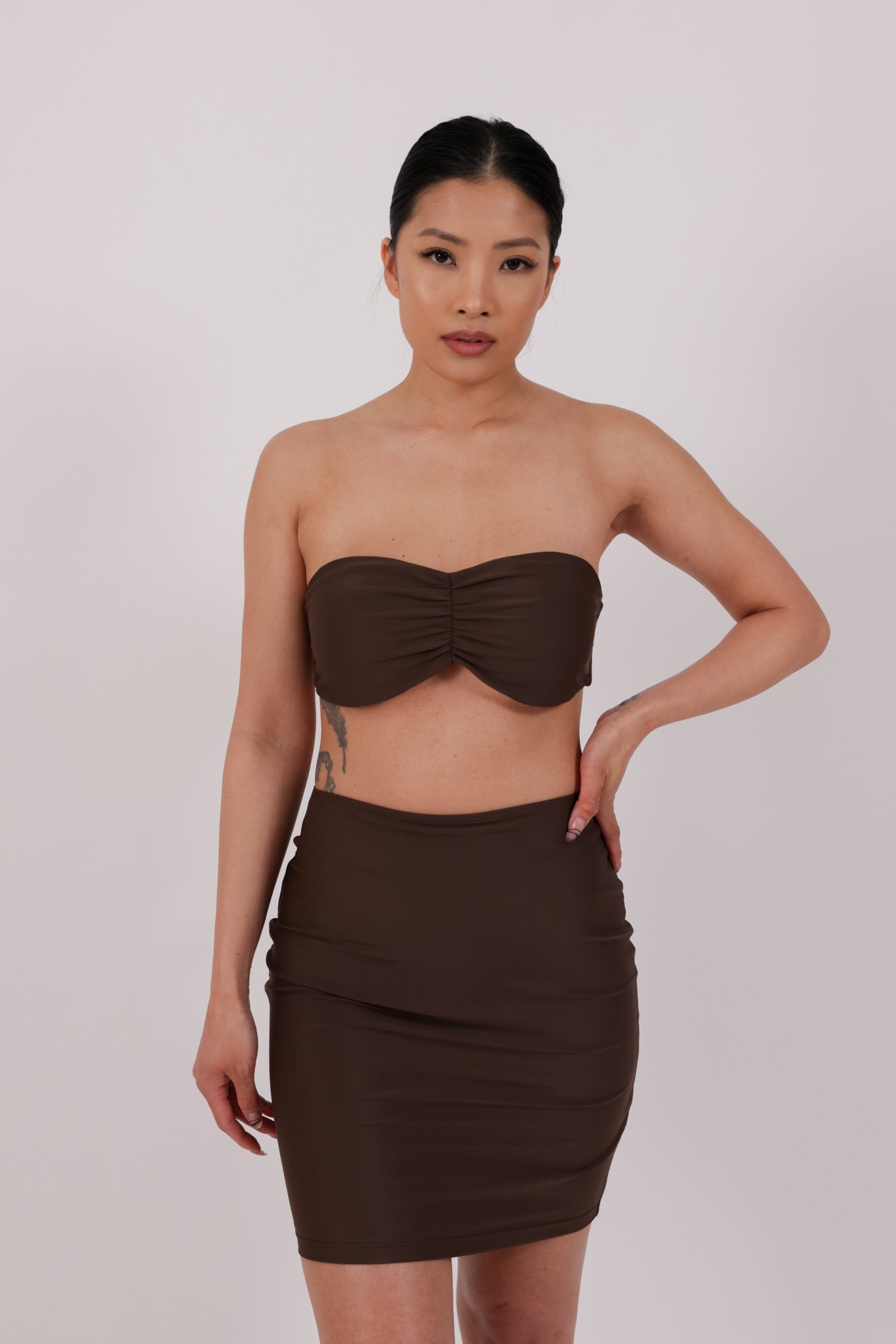 brown swimwear skirt